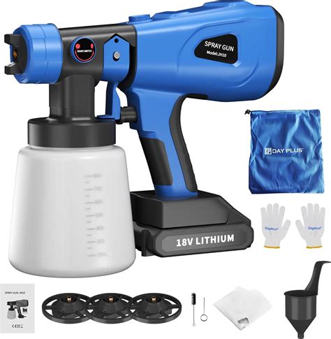 18V Cordless Electric Spray Gun Fence Sprayer, 1000ml Paint Container, HVLP Hand Held Spray Gun ...