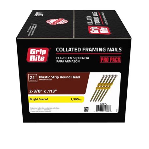 Grip-Rite - GR07L - 2-3/8 in. 12 Ga. Angled Strip Framing Nails 21 deg ...