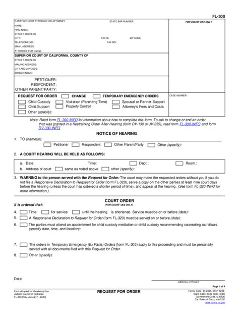 2025 Form CA FL-300 - Blank Fillable Template | Fill Out, Print ...