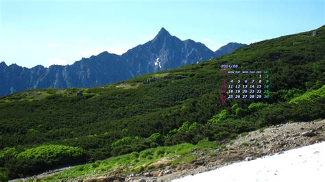 槍ヶ岳を望む（2014年8月カレンダー壁紙） | カレンダー壁紙館/昴/無料ワイド