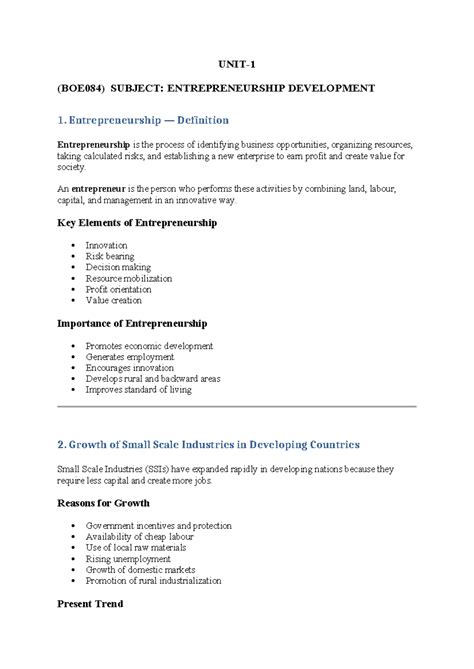 (BOE084) Entrepreneurship Development: Key Concepts & SSIs Overview ...