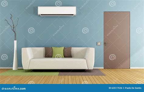 Living Room with Air Conditioner Stock Illustration - Illustration of ...