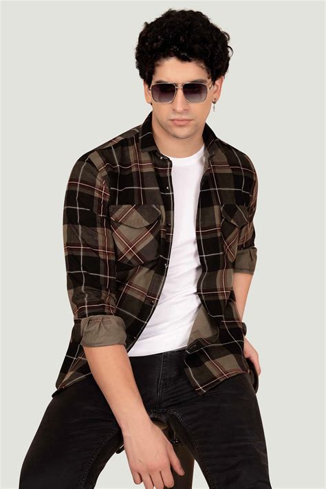 Buy Matthew Green Checks Corduroy Shirt