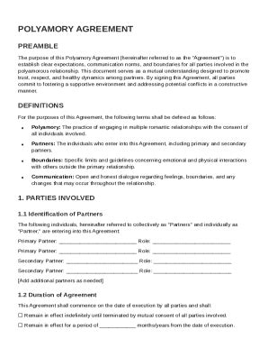 Polyamory Agreement Template Form - Fill Online, Printable, Fillable ...