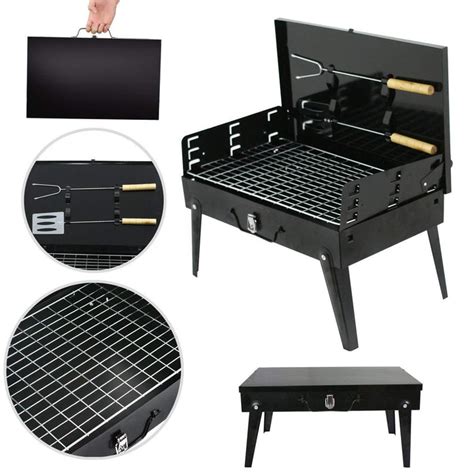 Stainless Steel Briefcase Style Barbecue Grill Toaster (Medium, Black ...