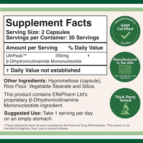 DoubleWoodSupplements Double Wood NAD Supplement - 250mg, 60 Count ...