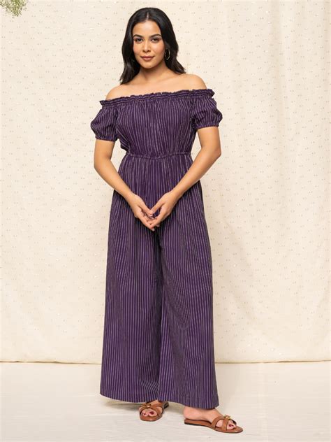 Maya Off Shoulder Stripes Jumpsuit – Notch Above