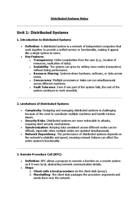 Distributed Systems Notes Unit 1: Overview and Key Concepts - Studocu