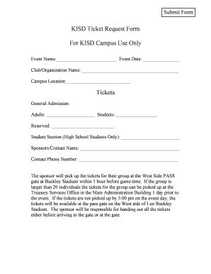 Fillable Online killeenisd Leo Buckley Ticket Form - killeenisd Fax ...