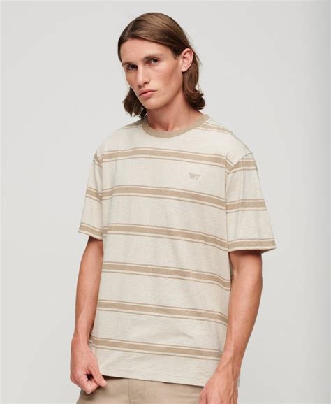 RELAXED FIT STRIPE MEN'S BEIGE T-SHIRT