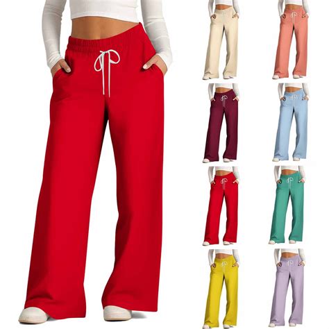 Qeaghou Baggy Sweatpants for Women Drawstring High Waist Wide Leg ...