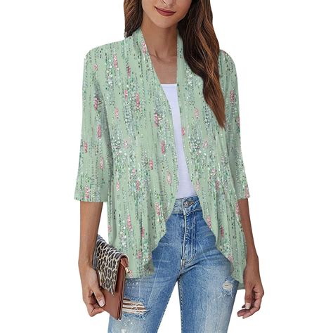 ASDFVBKG Womens Kimonos Clearance 3/4 Sleeve Cardigan Sweaters for ...
