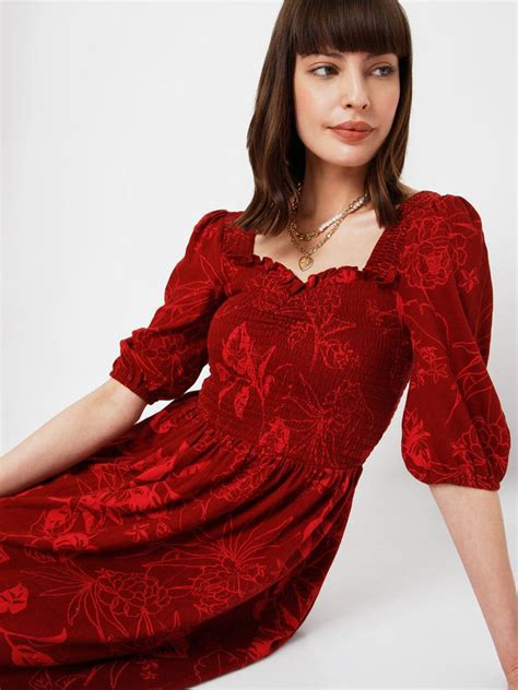 Red Floral Fit & Flare Dress