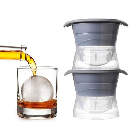Round Ice Cube Mold 2 Pack Sphere Ice Maker Ball Molds Whiskey Ice Ball ...
