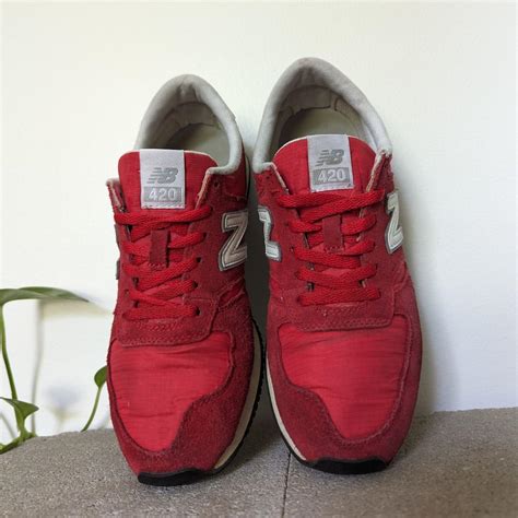 Red New Balance sneakers. Women's shoes size 8.... - Depop
