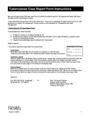 Fillable Online Tuberculosis Case Report Form Instructions Fax Email ...