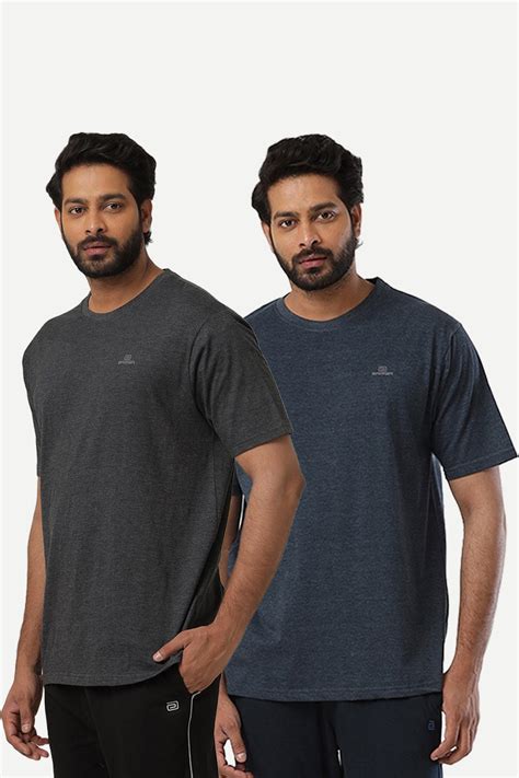 Melange Round Neck Solid T shirts | Men's Round Neck T Shirts