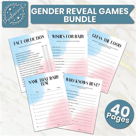 40 Gender Reveal Games Bundle | Printable Gender Reveal Party Games ...