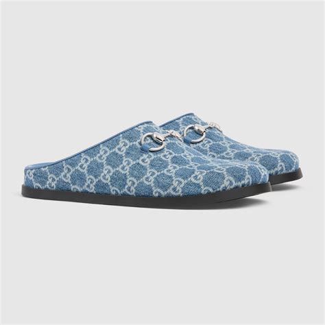 Women's mule with Horsebit in blue GG denim | GUCCI® NL