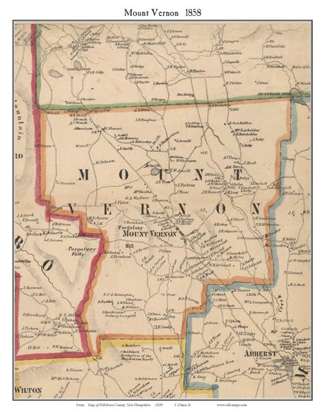 Mount Vernon, New Hampshire 1858 Old Town Map Custom Print - Hillsboro ...