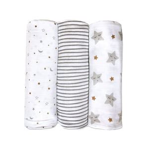Organic Muslin Swaddle – Metallic Stars | Masilo Organic Baby