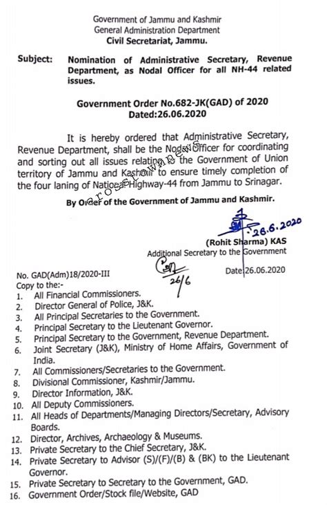 Nomination of Administrative Secretary, Revenue as Nodal Officer for ...