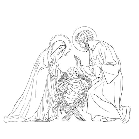 Jesus mary joseph outline line drawing Images - Free Download on Freepik