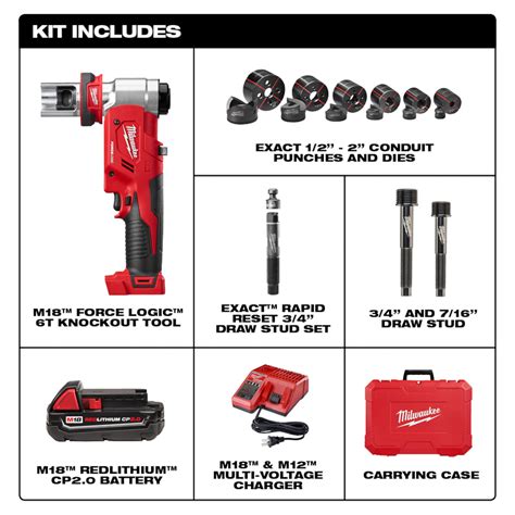 Milwaukee ForceLogic M18 Cordless 6-Ton Knockout Tool Kit, 1/2in.-2in ...
