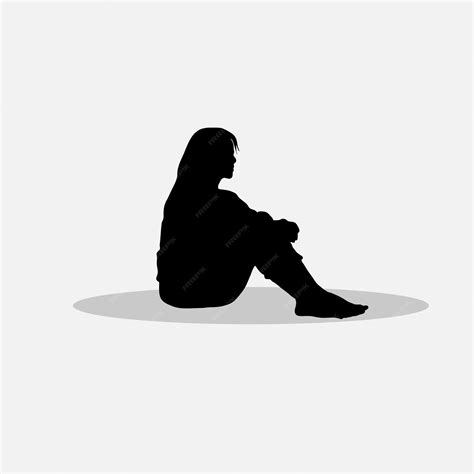 Girl sitting vector png | Premium Vector