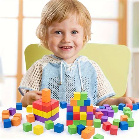 Colorful Cube Building Blocks Wooden Toys Montessori Teaching Aids – CRAZE