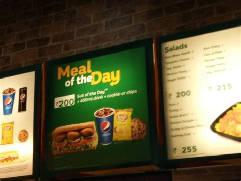 Menu at Subway, New Delhi, M-8