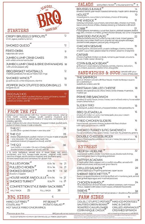 Menu at BRQ Seafood and Barbeque, Baton Rouge