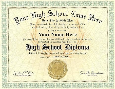 High School Diploma Custom Printed with Your Info - Premium Quality ...
