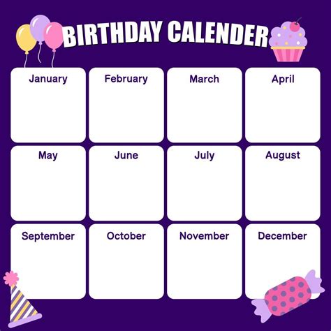 Free Printable Birthday Reminder Calendar