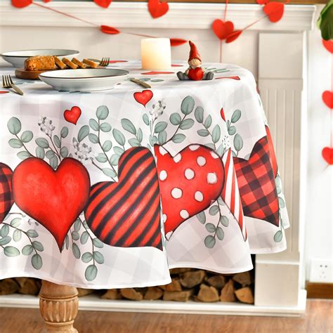 Horaldaily Valentine's Day Tablecloth 70x70 Inch Round, Buffalo Plaid ...
