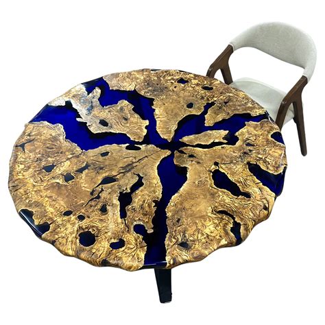 Custom Olive Epoxy Resin Round Dining Table For Sale at 1stDibs
