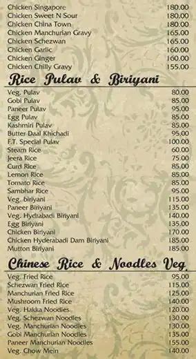 Menu at Food Terminal, Ahmedabad