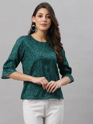 Buy Style Quotient Women Bottle Green and Black Abstract Printed ...