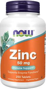 Now Foods Zinc (50 mg) (Soy Free, Sugar Free, Non-GMO, Nut Free, Gluten ...