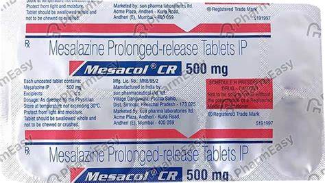 Mesacol Cr 500 MG Tablet (10): Uses, Side Effects, Price & Dosage ...