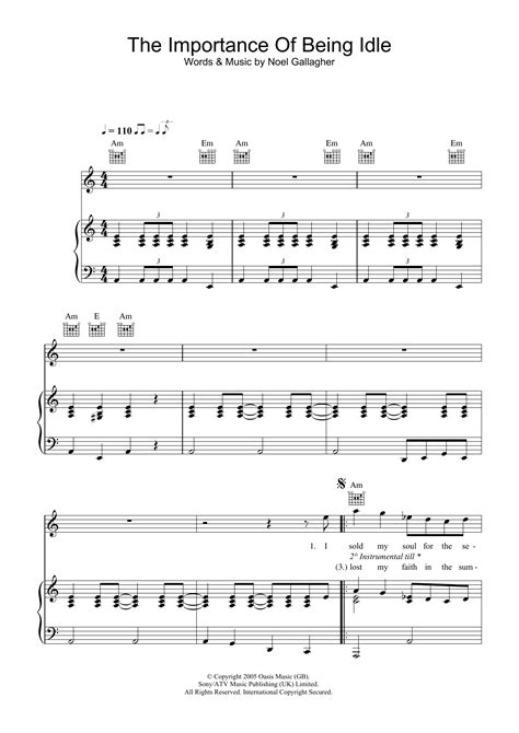 Download The Importance Of Being Idle - Oasis | Easy Piano Sheet Music PDF - 106155