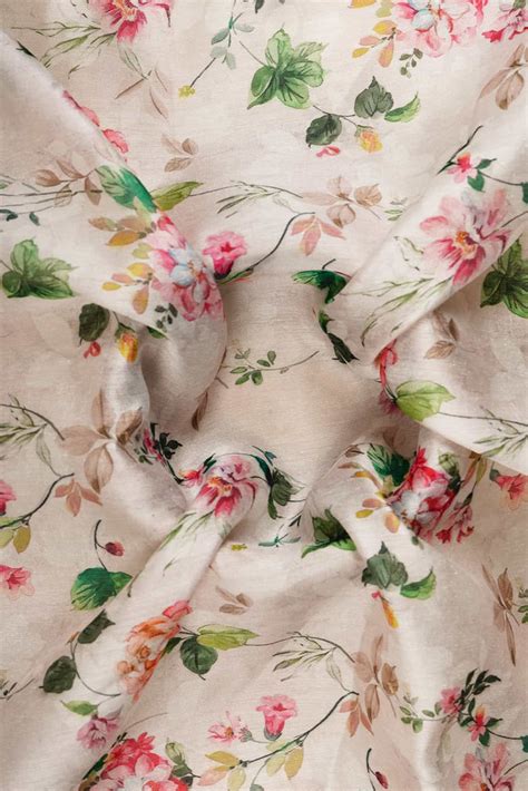 Pink Rose Pattern Digitally Printed on Kiana Silk – Saraaha