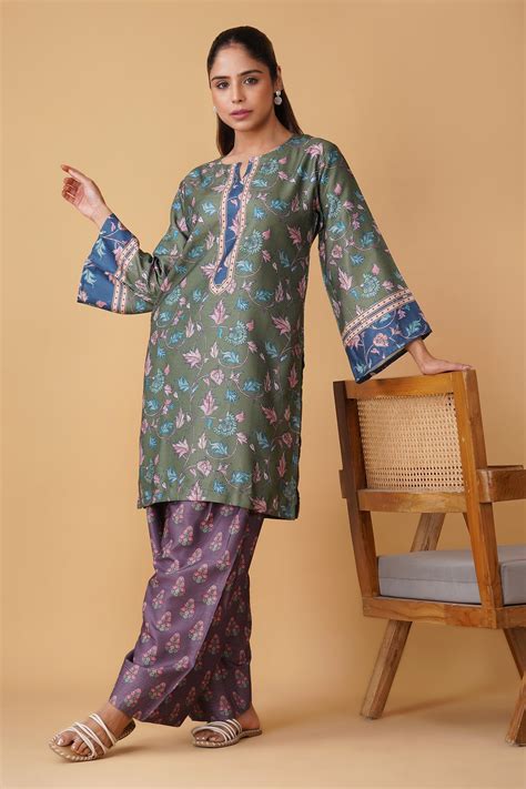 House Of Kari(Chikankari Clothing) - Pashmina Printkari Coord Set with ...