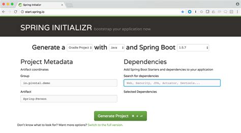 Spring Boot Initializer 的图像结果