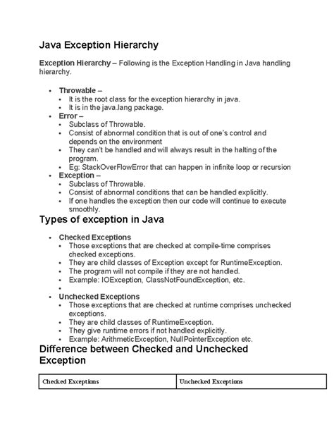 Exception - Throwable – It is the root class for the exception ...