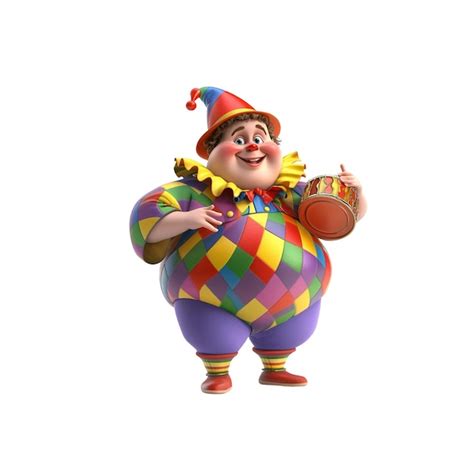 Jolly chubby clown with drum 3d rendered cartoon character | Premium AI ...