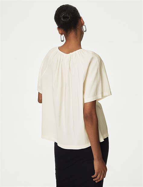 Buy Modal Rich Round Neck Relaxed Blouse at Marks & Spencer