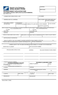 Philippines Sickness Benefit Application Form - Blank Fillable Template ...