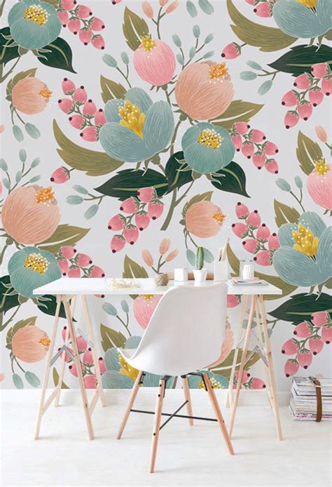 Buy Pink Poppy Removable Wallpaper - Floral Wall Mural, Floral Art ...