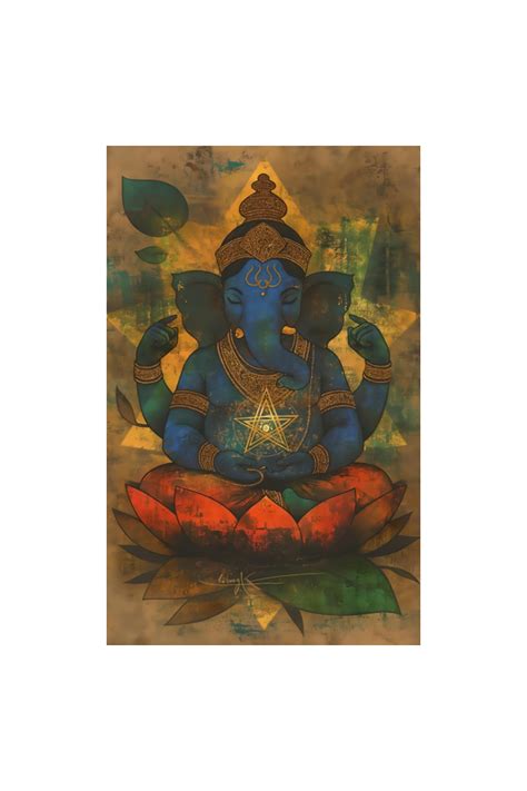Serene Meditative Ganesha A4 Framed Poster – Spiritual Wall Art for Pe ...